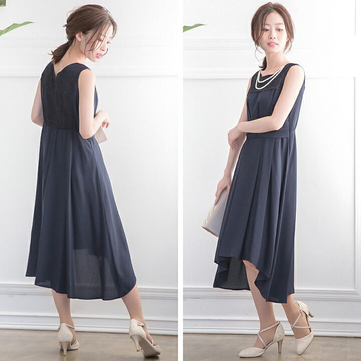 パーティードレスロング丈結婚式ワンピースミモレ丈フィッシュテールネックレスセットpartydress1535