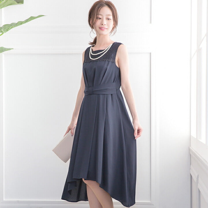 パーティードレスロング丈結婚式ワンピースミモレ丈フィッシュテールネックレスセットpartydress1535