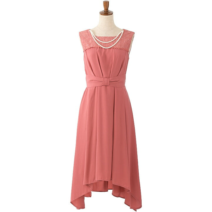 パーティードレス ロング 丈 結婚式 ワンピース ミモレ丈 フィッシュテール ネックレス セット partydress1535 パーティードレス通販TwinkleGirls
