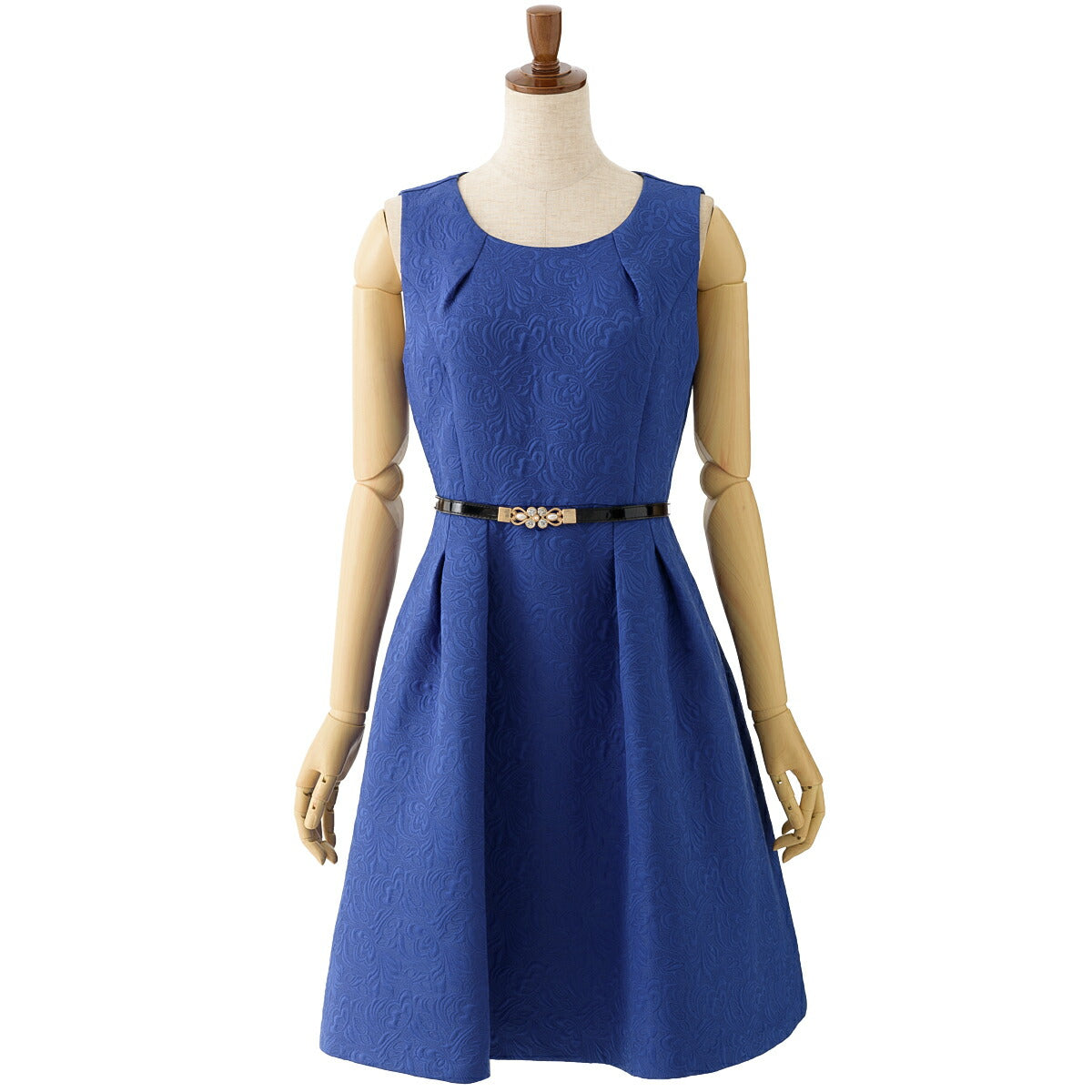 パーティードレス 結婚式/ワンピース/ドレス/春夏/20代/30代/お呼ばれAライン/膝丈/ベルトセット/ジャガードブルー/ネイビー/レッド/Mサイズ/9号 パーティードレス通販TwinkleGIrls