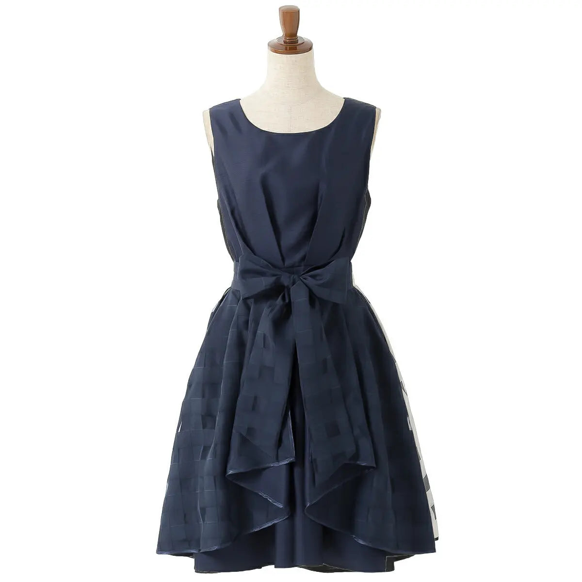 パーティードレス 結婚式/ワンピース/ドレス/春夏/お呼ばれＡラインドレス/オーガンジーチェック/シャンタン/サテン/オーバースカート/3way/リボン/ ピンク/ネイビー/ブラック/Mサイズ/9号 パーティードレス通販TwinkleGIrls