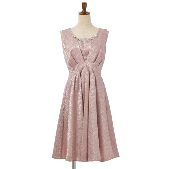 パーティードレス 結婚式/ワンピース/ドレス/春夏/20代/30代/お呼ばれAライン/膝丈/ネックレスセット/レースピンクベージュ/ワイン/ネイビー/Mサイズ/9号/ パーティードレス通販TwinkleGirls