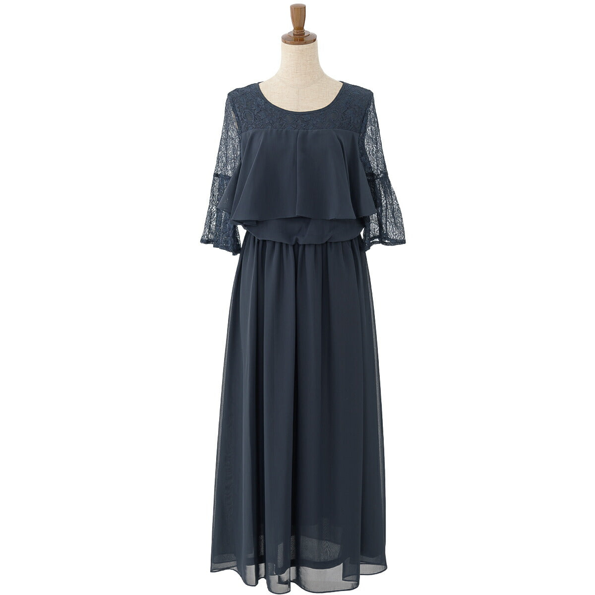 パーティードレス 結婚式 ワンピース ドレス ロング 袖あり ロング丈 謝恩会 お呼ばれ ドレス レース シフォン ミモレ丈 膝丈 M/L/LL/3L - パーティードレス通販TwinkleGIrls