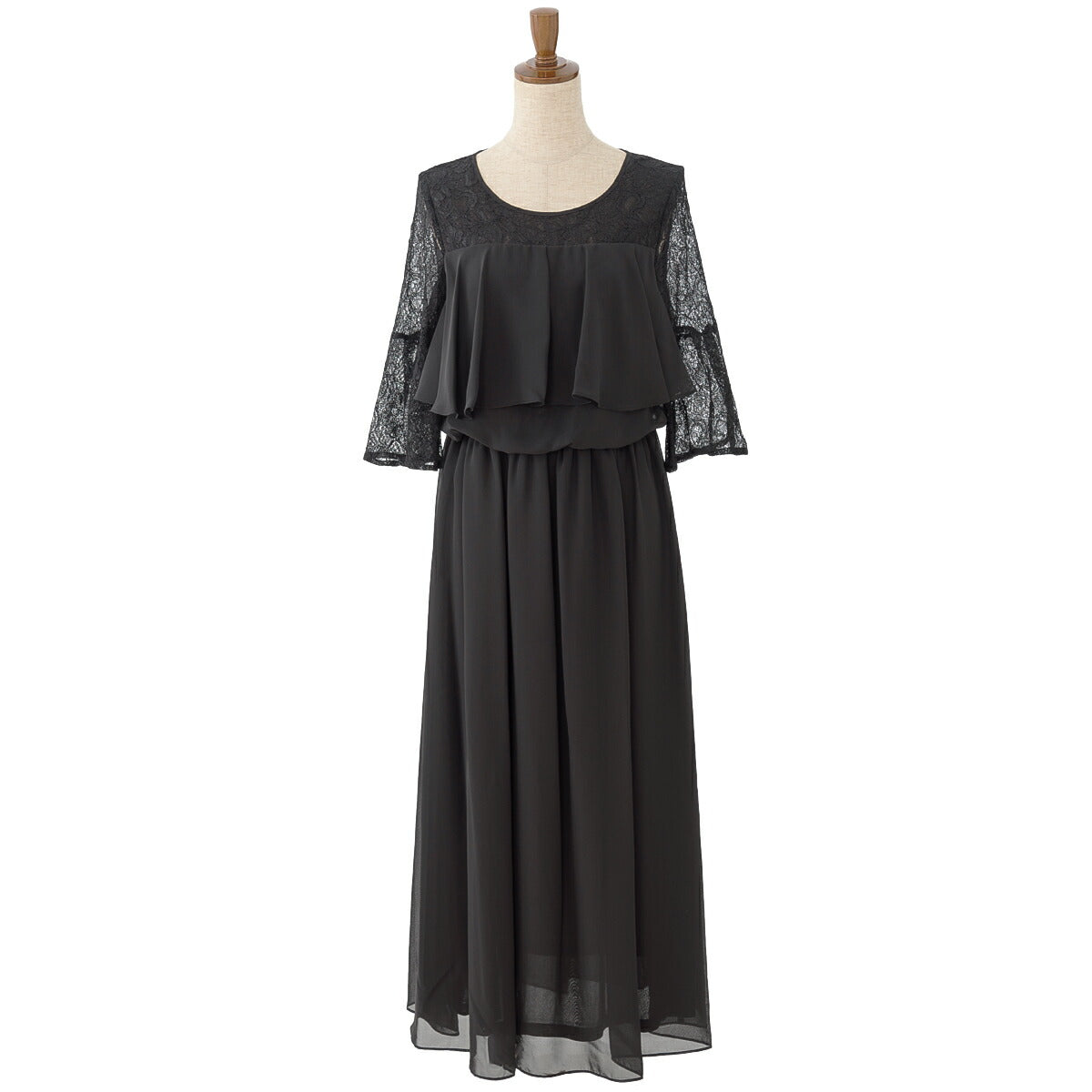 パーティードレス 結婚式 ワンピース ドレス ロング 袖あり ロング丈 謝恩会 お呼ばれ ドレス レース シフォン ミモレ丈 膝丈 M/L/LL/3L - パーティードレス通販TwinkleGIrls