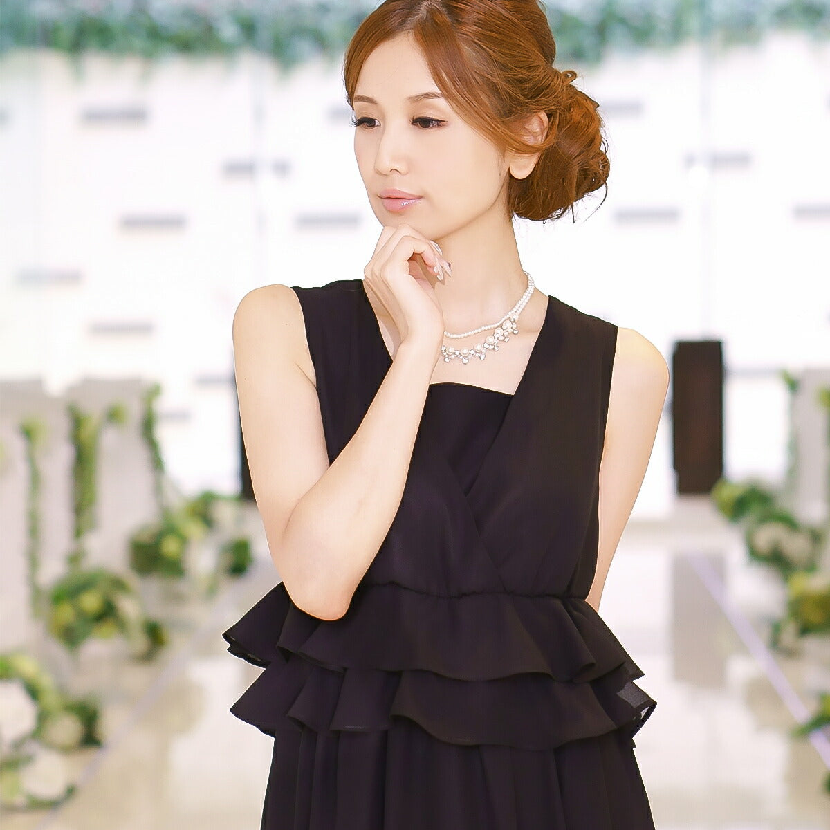 パーティードレス結婚式/ワンピース/ドレス/秋冬/20代/30代/お呼ばれロング丈/くるぶし丈/シフォン/サテン/ペプラム/ボルドー/ブラック/モカ/ネイビー/Mサイズ/Lサイズ/9号/11号