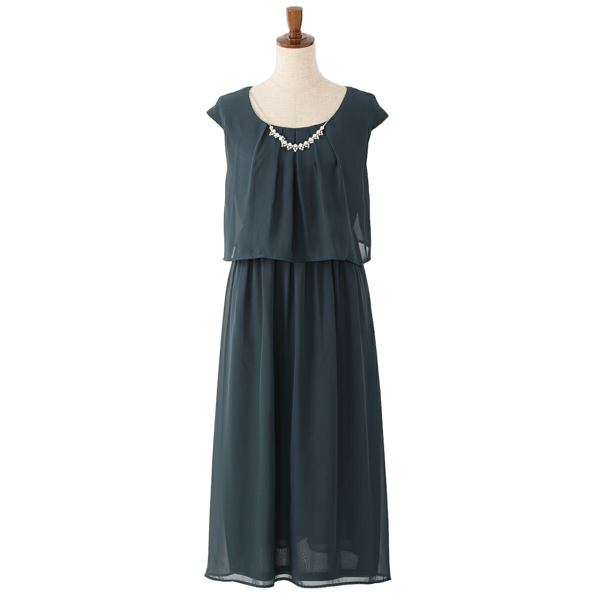 パーティードレス 結婚式/ワンピース/ドレス/春夏/20代/30代/お呼ばれミモレ丈/膝丈/パール/ビジュー/シフォン/サテン/ネックレスセット/レッド/ブラウン/グリーン/ブラック/Mサイズ/Lサイズ/9号/11号 パーティードレス通販TwinkleGirls