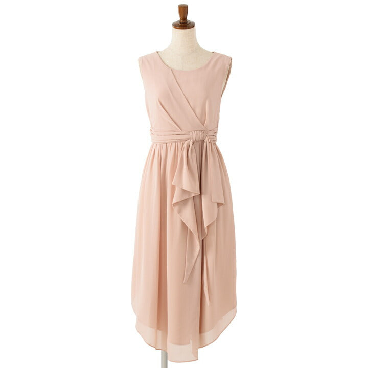 パーティードレス ミモレ丈のイレギュラーヘムドレス結婚式 ワンピース ドレス 膝丈/ロングスカート/アシメスカート/リボン/着痩せ 全3色 M/L パーティードレス通販TwinkleGIrls