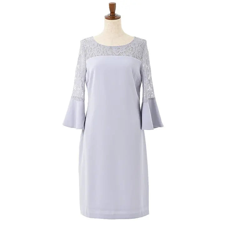 パーティードレス Iラインドレス結婚式 ワンピース ドレス 春夏 膝丈/アンブレラスリーブ/レース/ドレープ/パステル/シンプル 全4色 M パーティードレス通販TwinkleGIrls