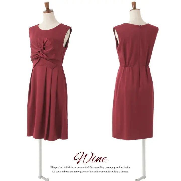 パーティードレスフィット&フレアドレス結婚式ワンピースドレス膝丈/フレアスカート/ドレープ/無地/シンプル全3色9号/11号