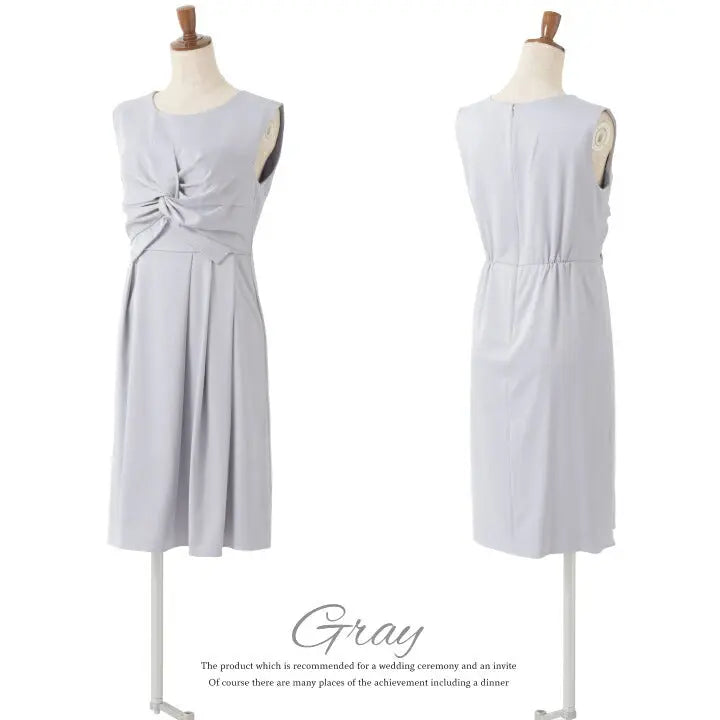 パーティードレスフィット&フレアドレス結婚式ワンピースドレス膝丈/フレアスカート/ドレープ/無地/シンプル全3色9号/11号