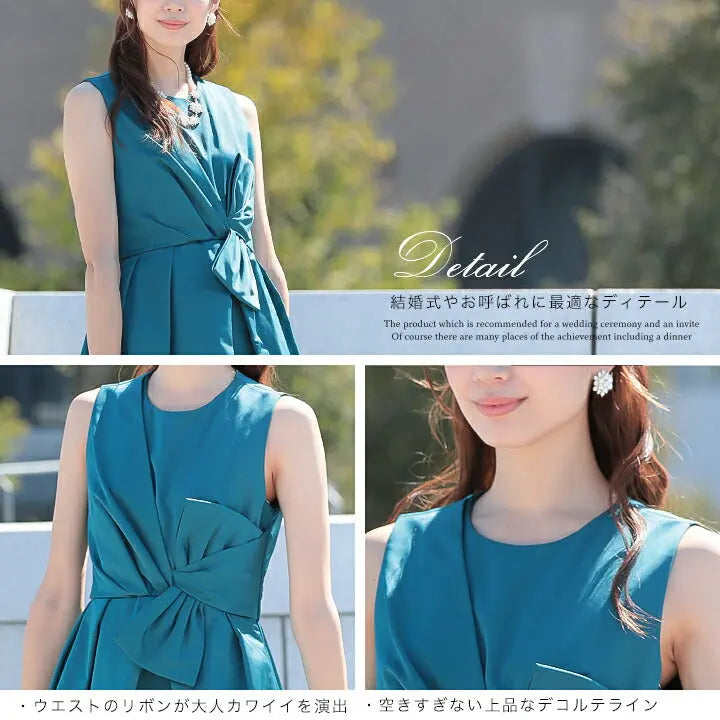 ドレス結婚式パーティードレスフレアドレス結婚式チュールサテンパーティードレス結婚式パーティードレスリボンフレアライン
