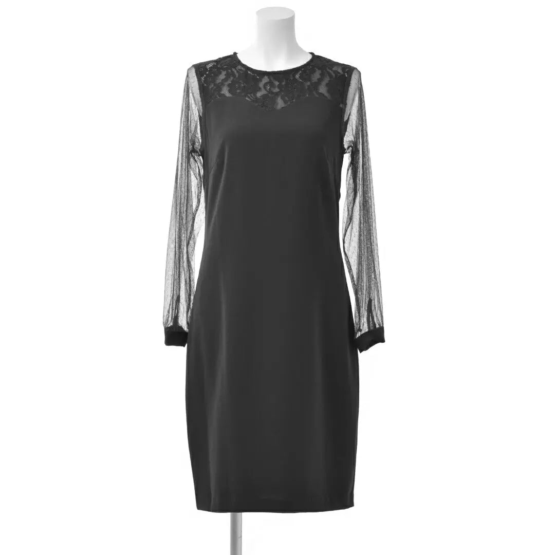 ドレス結婚式パーティードレスドレス結婚式ひざ丈ドットチュールコードレース結婚式レースパフスリーブIラインドレス