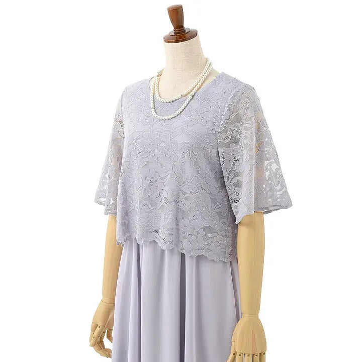 パーティードレスAラインドレス結婚式ワンピースドレス秋冬膝丈/シフォン/レース/ドレープ/パステル/シンプル全4色MＬ