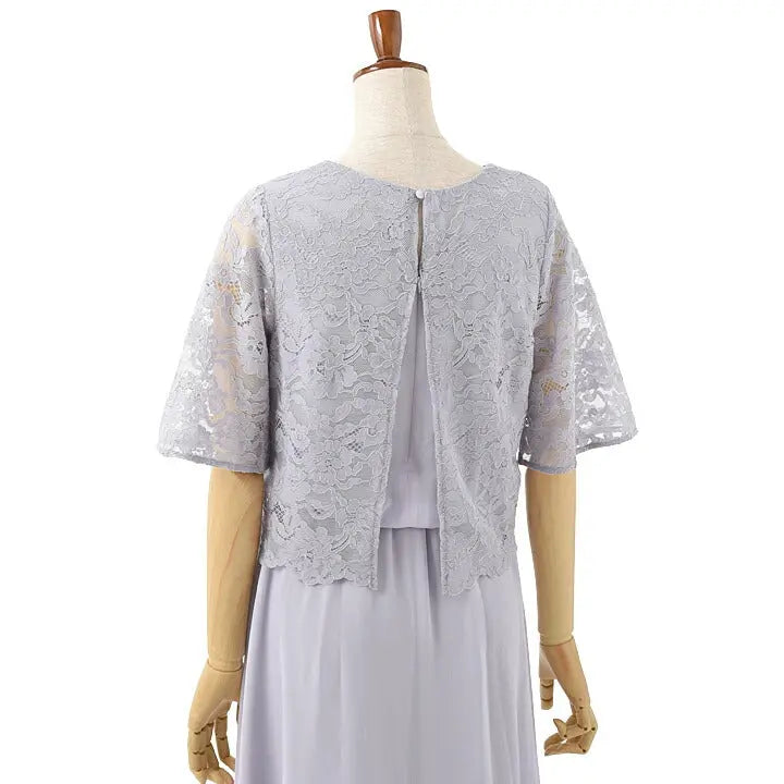 パーティードレスAラインドレス結婚式ワンピースドレス秋冬膝丈/シフォン/レース/ドレープ/パステル/シンプル全4色MＬ