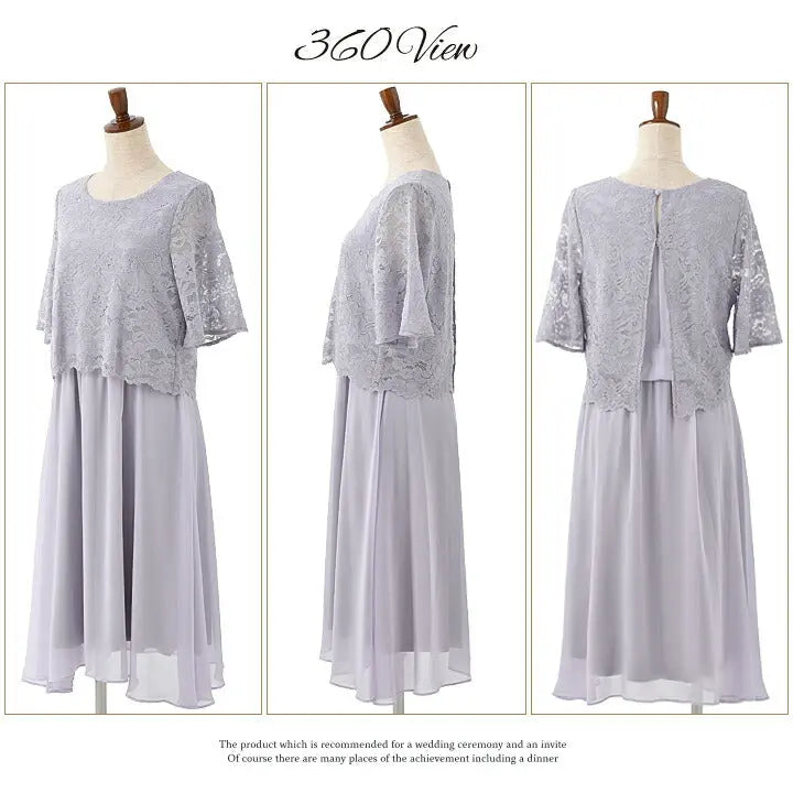 パーティードレスAラインドレス結婚式ワンピースドレス秋冬膝丈/シフォン/レース/ドレープ/パステル/シンプル全4色MＬ