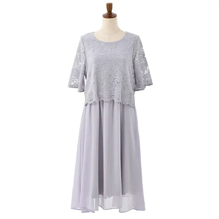 パーティードレス Aラインドレス結婚式 ワンピース ドレス 春夏 膝丈/シフォン/レース/ドレープ/パステル/シンプル 全4色 MＬ パーティードレス通販TwinkleGIrls