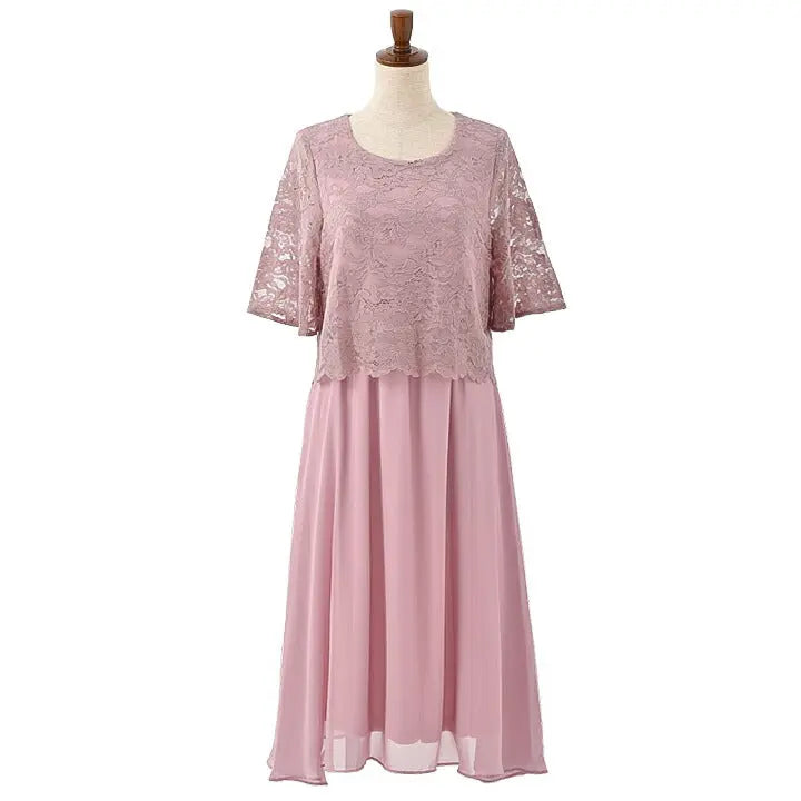 パーティードレス Aラインドレス結婚式 ワンピース ドレス 春夏 膝丈/シフォン/レース/ドレープ/パステル/シンプル 全4色 MＬ パーティードレス通販TwinkleGIrls