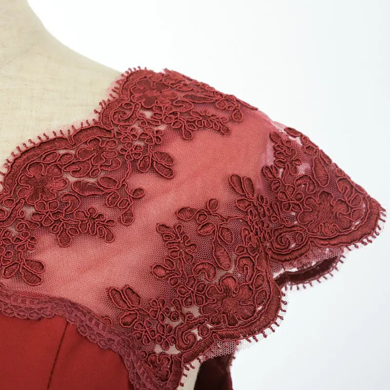 結婚式ワンピースパーティードレスパーティドレスドレスレース袖レース二次会披露宴お呼ばれフォーマルレディース袖あり半袖服即日配送