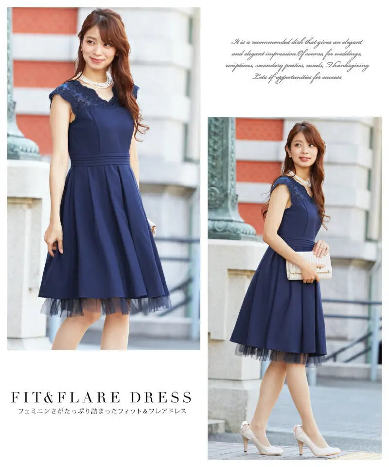 結婚式ワンピースパーティードレスパーティドレスドレスレース袖レース二次会披露宴お呼ばれフォーマルレディース袖あり半袖服即日配送