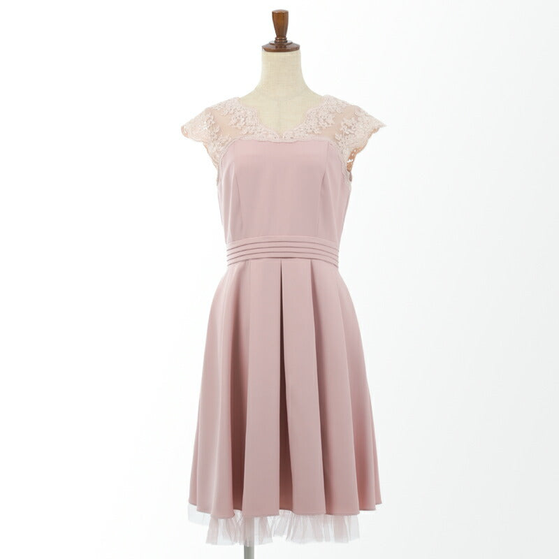 結婚式ワンピースパーティードレスパーティドレスドレスレース袖レース二次会披露宴お呼ばれフォーマルレディース袖あり半袖服即日配送