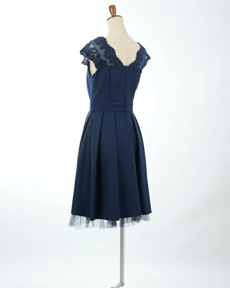 結婚式ワンピースパーティードレスパーティドレスドレスレース袖レース二次会披露宴お呼ばれフォーマルレディース袖あり半袖服即日配送