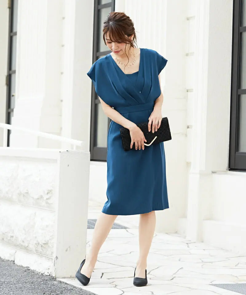 パーティードレス 結婚式 ワンピース 袖あり レース ミディアム ドレス 二次会 披露宴 お呼ばれ フォーマル レディース 服