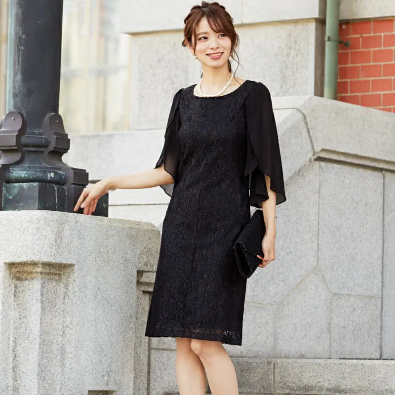 結婚式 ワンピース パーティードレス パーティドレス ドレス レース 袖あり 二次会 披露宴 お呼ばれ フォーマル レディース 長袖 服