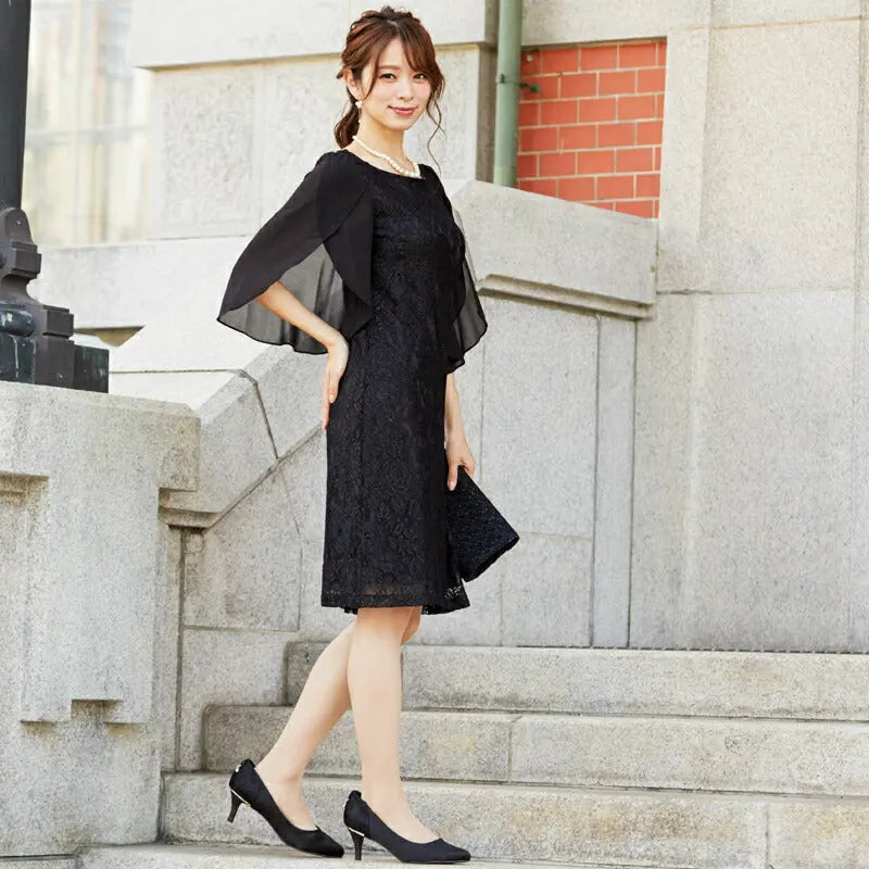 結婚式ワンピースパーティードレスパーティドレスドレスレース袖あり二次会披露宴お呼ばれフォーマルレディース長袖服即日配送