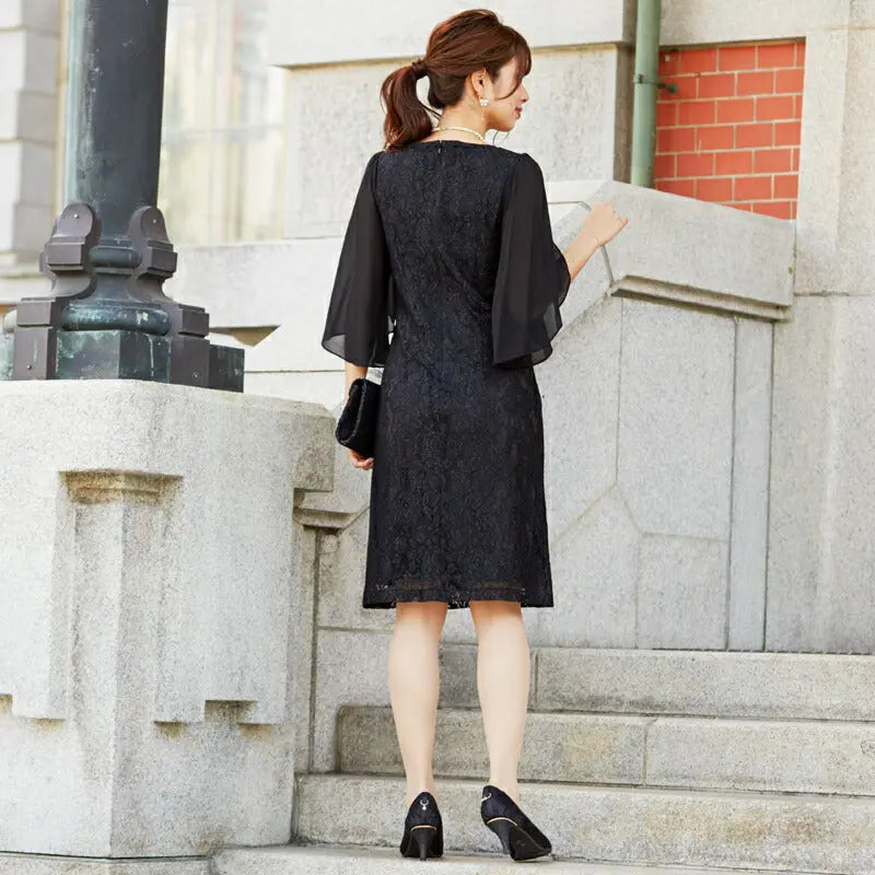 結婚式ワンピースパーティードレスパーティドレスドレスレース袖あり二次会披露宴お呼ばれフォーマルレディース長袖服即日配送