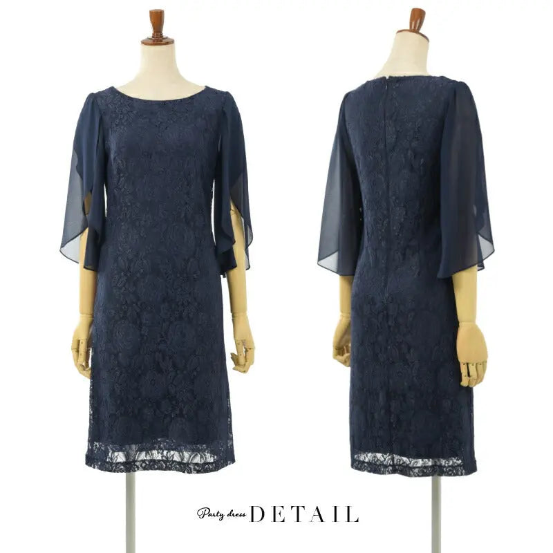 結婚式ワンピースパーティードレスパーティドレスドレスレース袖あり二次会披露宴お呼ばれフォーマルレディース長袖服即日配送