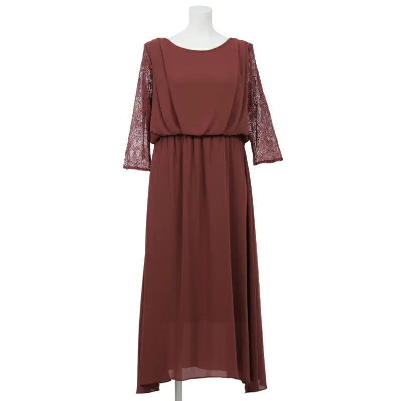 パーティードレス 結婚式 ワンピース 袖あり レース ミモレ丈 ドレス 二次会 披露宴 お呼ばれ フォーマル レディース 服 パーティードレス通販TwinkleGIrls