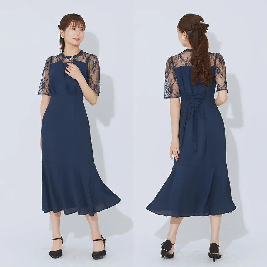 3WAYボレロがセットのドレスワンピースパーティードレス結婚式ワンピースANDRESDアンドレスドお呼ばれロング秋冬フォーマルレースパーティーロングドレス袖ありかっこいい大きいサイズ