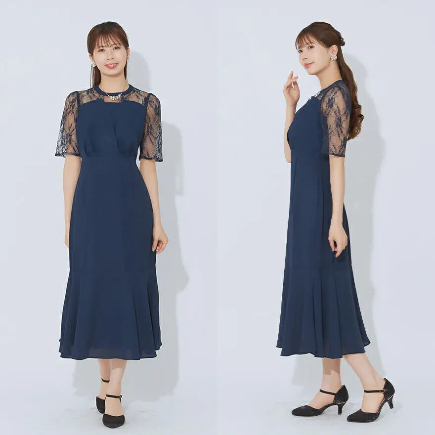 3WAYボレロがセットのドレスワンピースパーティードレス結婚式ワンピースANDRESDアンドレスドお呼ばれロング秋冬フォーマルレースパーティーロングドレス袖ありかっこいい大きいサイズ