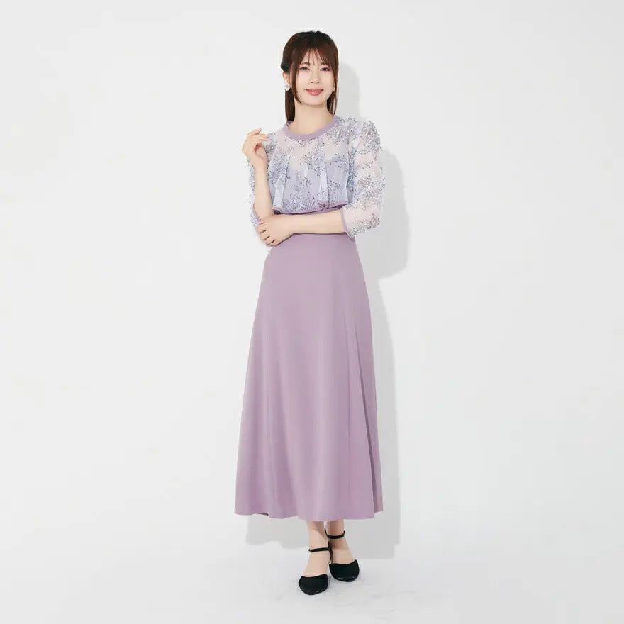 ドレスパーティードレス結婚式ワンピースお呼ばれロング春夏フォーマルプリーツパーティーレースロングドレス袖あり大きいサイズ