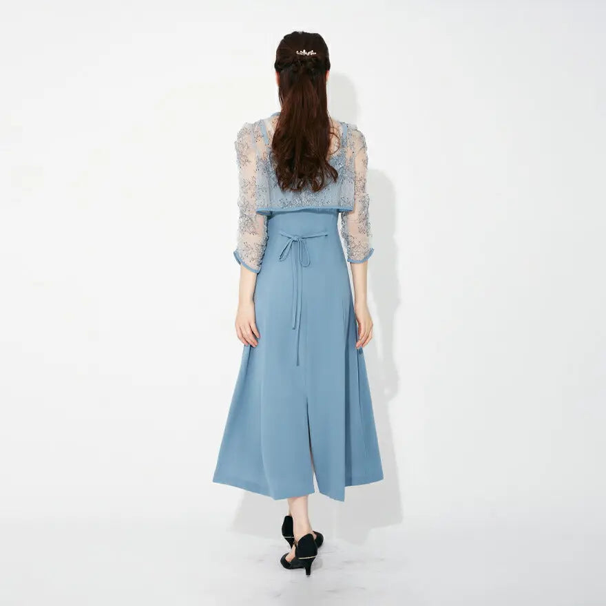 パーティードレス 結婚式 ワンピース ドレス ロング 袖あり ロング丈 謝恩会 お呼ばれ ドレス レース シフォン ミモレ丈 膝丈 M/L/ パーティードレス通販TwinkleGIrls