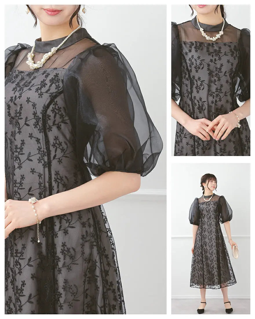 3WAYボレロがセットのドレスワンピースパーティードレス結婚式ワンピースANDRESDアンドレスドお呼ばれロング秋冬フォーマルレースパーティーロングドレス袖ありかっこいい大きいサイズ