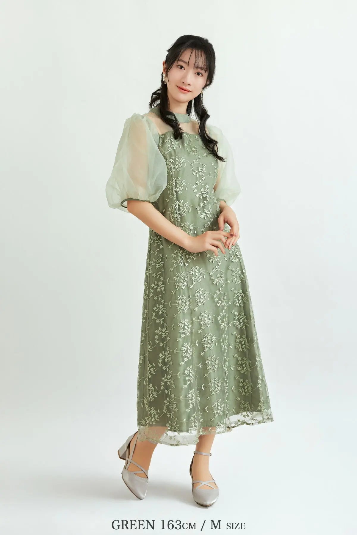 ドレスパーティードレス結婚式ワンピースお呼ばれロング春夏フォーマルプリーツパーティーレースロングドレス袖あり大きいサイズ