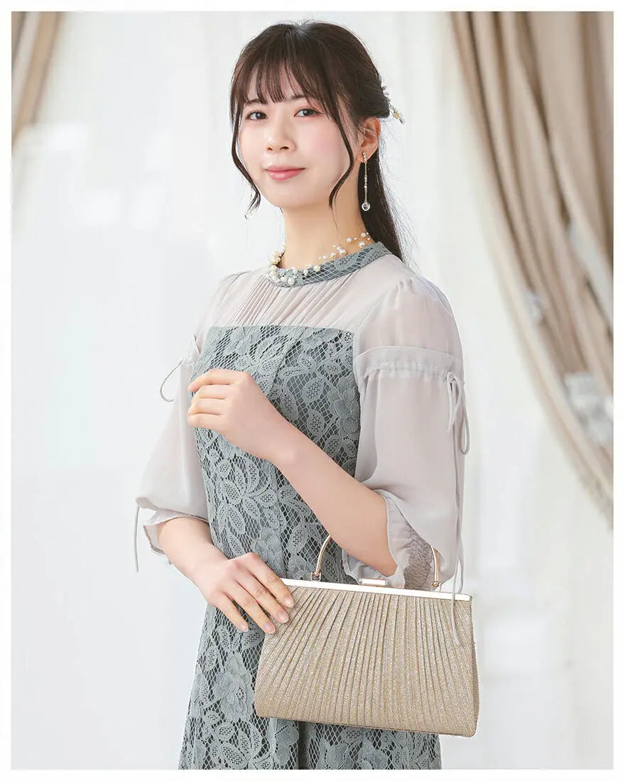 ドレスパーティードレス結婚式ワンピースお呼ばれロング春夏フォーマルプリーツパーティーレースロングドレス袖あり大きいサイズ