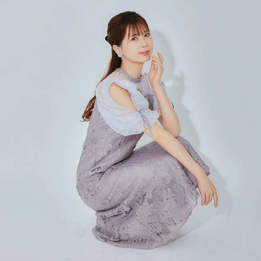 ドレスパーティードレス結婚式ワンピースお呼ばれロング春夏フォーマルプリーツパーティーレースロングドレス袖あり大きいサイズ