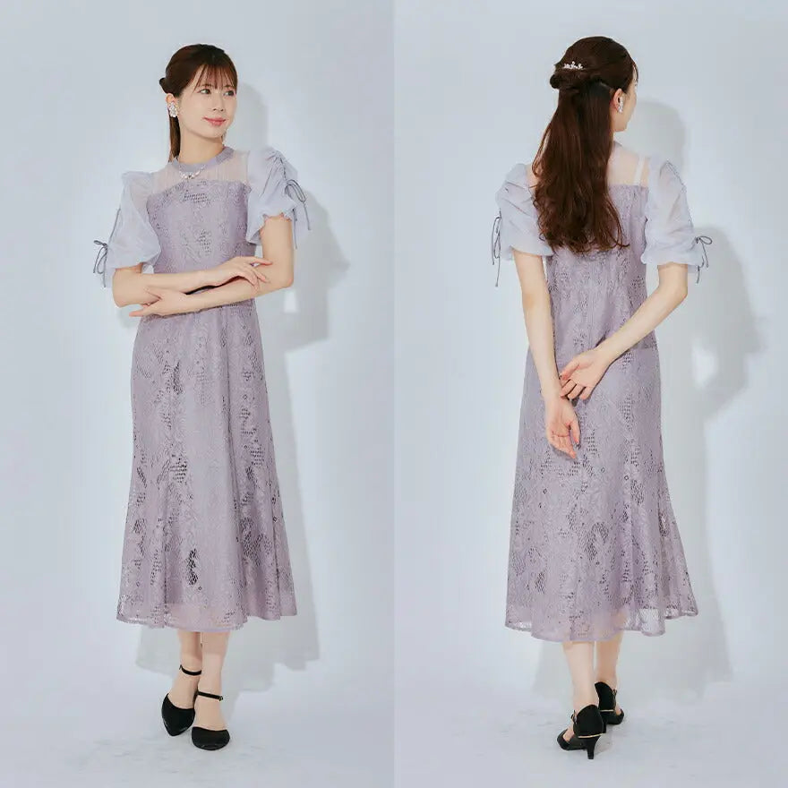 3WAYボレロがセットのドレスワンピースパーティードレス結婚式ワンピースANDRESDアンドレスドお呼ばれロング秋冬フォーマルレースパーティーロングドレス袖ありかっこいい大きいサイズ