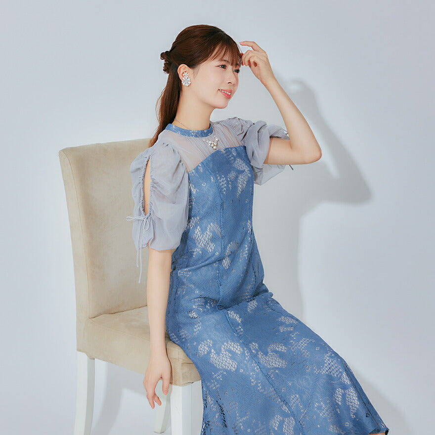 カットスリーブマーメイドドレスパーティードレス結婚式お呼ばれドレスワンピースロング春夏フォーマルレースパーティーロングドレス袖あり大きいサイズ