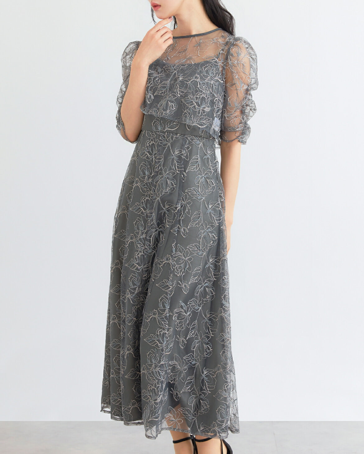 【1%OFFクーポンで19602円】エンブロイダリーボレロセットドレスドレスパーティードレス結婚式お呼ばれワンピースロングチュール春夏フォーマルレースパーティーロングドレス袖あり大きいサイズ