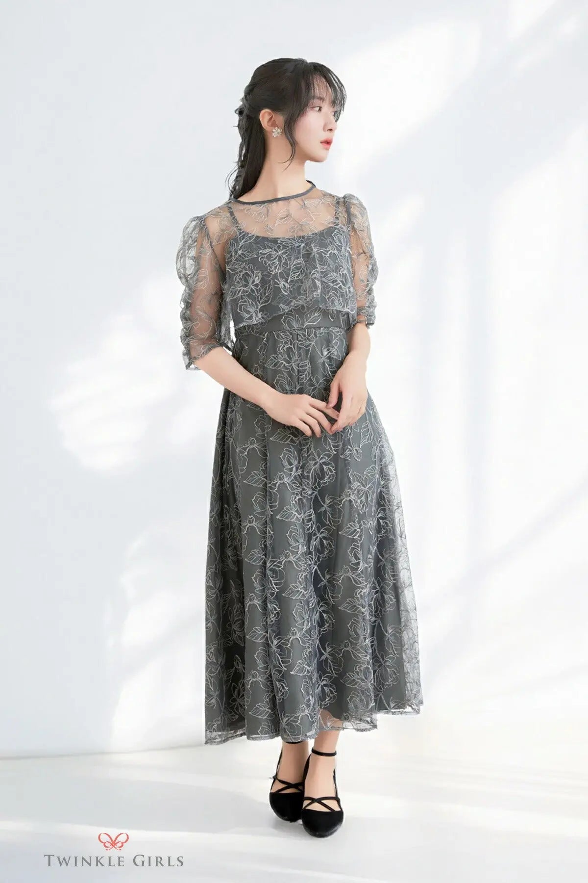 パーティードレス 結婚式 お呼ばれ 成人式 エンブロイダリーボレロセット ロングドレス フォーマル ワンピース 袖あり 大きいサイズ 春夏 パーティードレス通販TwinkleGIrls