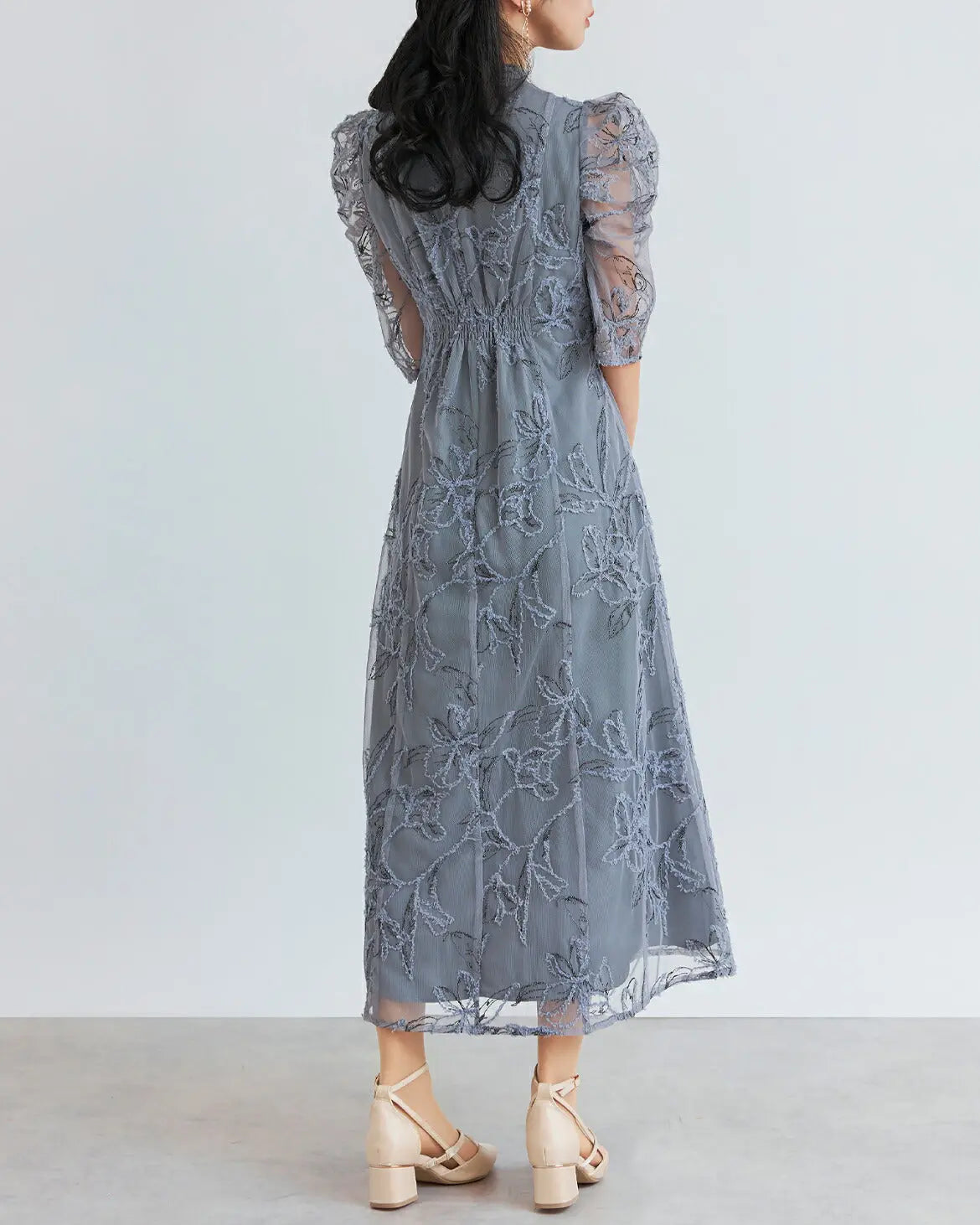 ドレスパーティードレス結婚式ワンピースお呼ばれロング春夏フォーマルプリーツパーティーレースロングドレス袖あり大きいサイズ