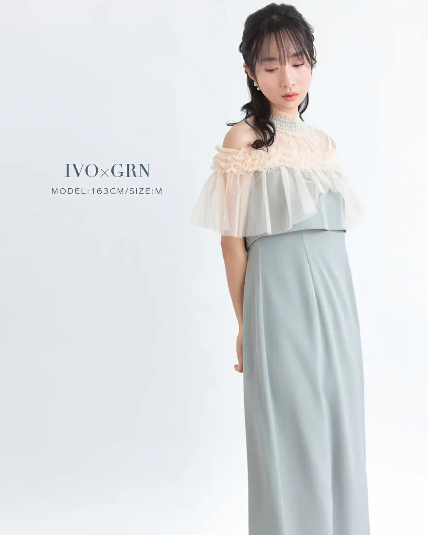 ドレスパーティードレス結婚式ワンピースお呼ばれロング春夏フォーマルプリーツパーティーレースロングドレス袖あり大きいサイズ