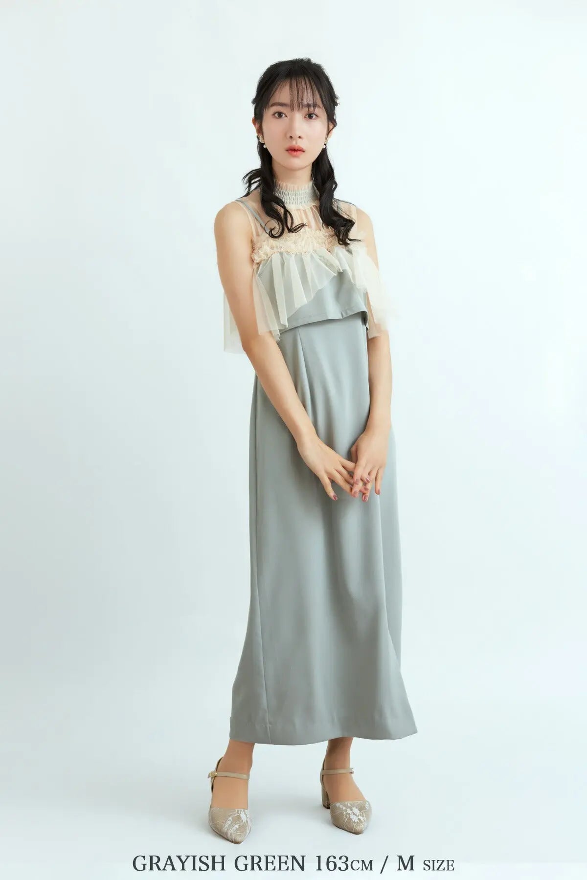 ドレスパーティードレス結婚式ワンピースお呼ばれロング春夏フォーマルプリーツパーティーレースロングドレス袖あり大きいサイズ