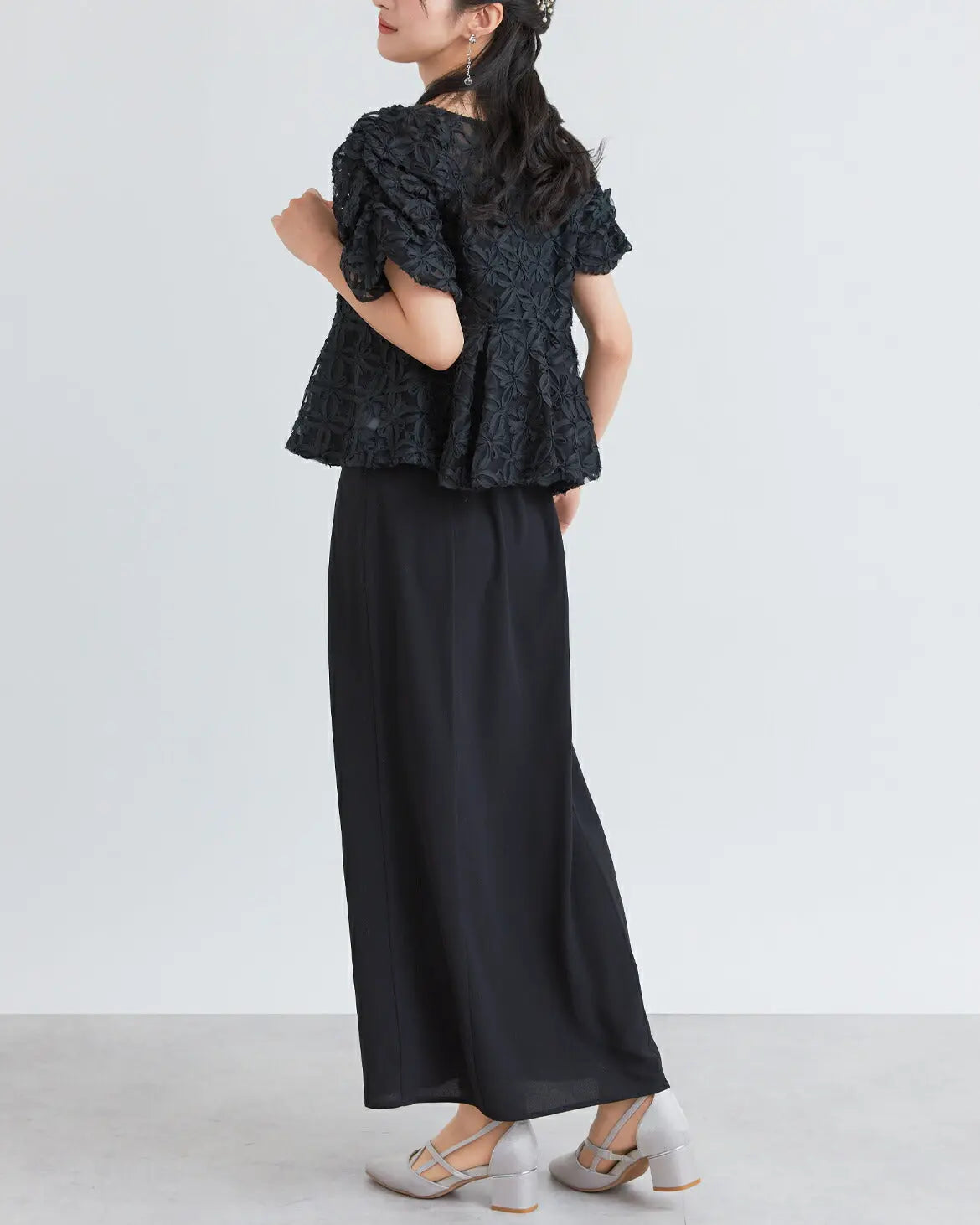 ドレスパーティードレス結婚式ワンピースお呼ばれロング春夏フォーマルプリーツパーティーレースロングドレス袖あり大きいサイズ