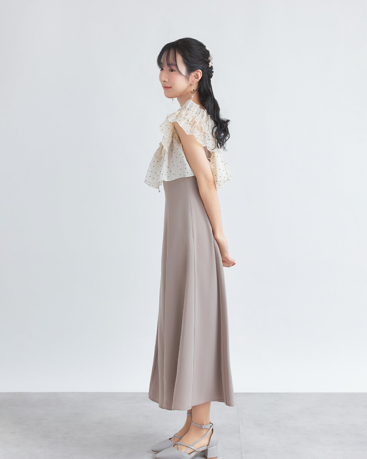 ドレスパーティードレス結婚式ワンピースお呼ばれロング春夏フォーマルプリーツパーティーレースロングドレス袖あり大きいサイズ