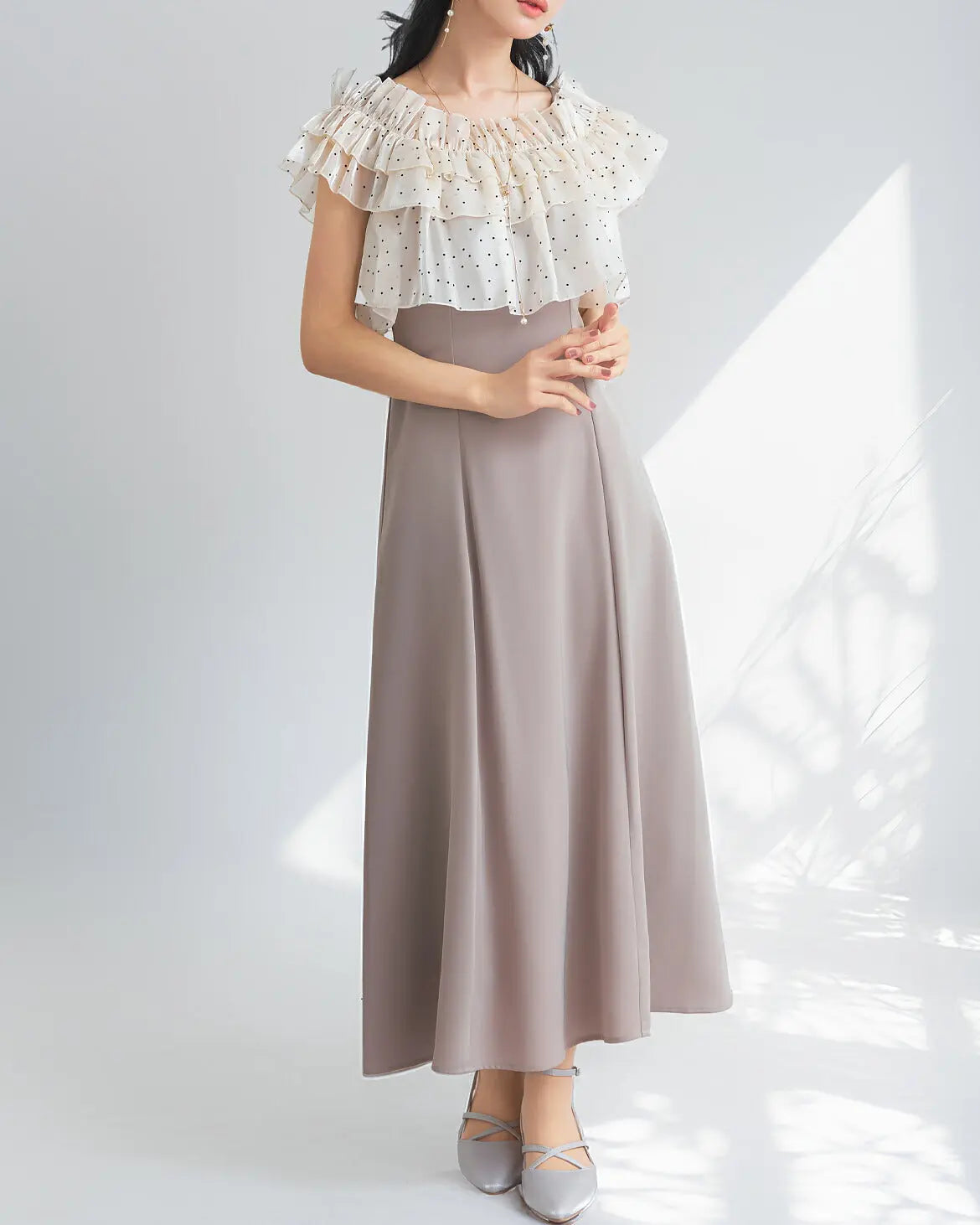 ドレスパーティードレス結婚式ワンピースお呼ばれロング春夏フォーマルプリーツパーティーレースロングドレス袖あり大きいサイズ