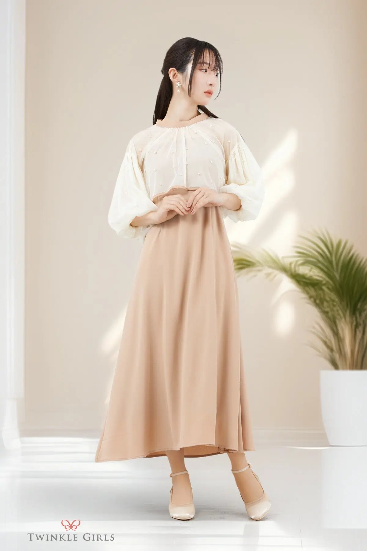 ドレスパーティードレス結婚式ワンピースお呼ばれロング春夏フォーマルプリーツパーティーレースロングドレス袖あり大きいサイズ